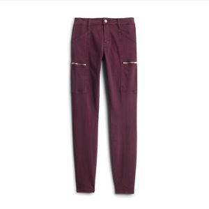 Zipper Maroon Skinny Jeans Stretch
